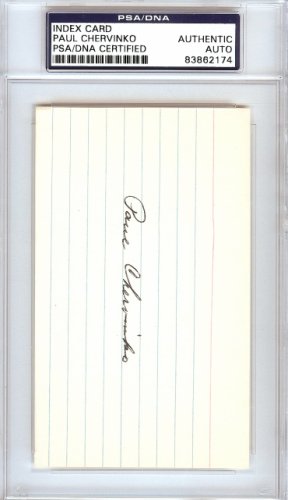 Paul Chervinko Autographed Signed 3X5 Index Card Brooklyn Dodgers PSA/DNA 