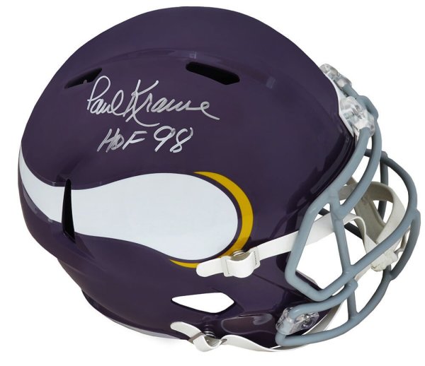 Paul Krause Autographed Signed Minnesota Vikings Throwback Riddell Full Size Speed Replica Helmet w/HOF'98 