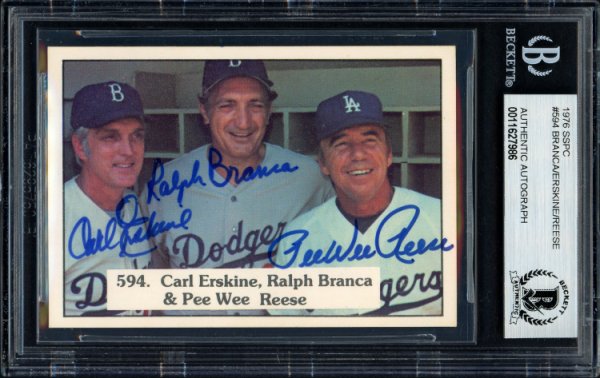 Pee Wee Reese & Mickey Owen Autographed 7x9 Photo Beckett BAS #F21228