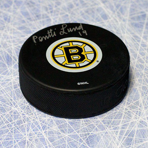 Pentti Lund Boston Bruins Autographed Signed Hockey Puck