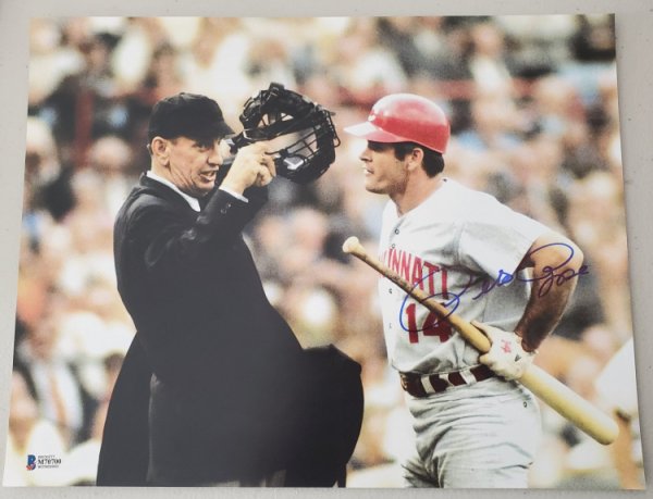 Pete Rose Autographed Signed 11X14 Cincinnati Reds Photo Beckett - Autographs 