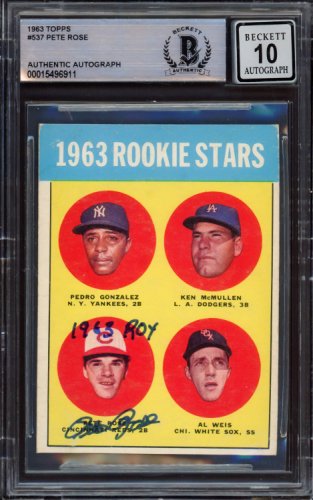 Pete Rose Autographed 1965 Topps Card #207 Cincinnati Reds Beckett