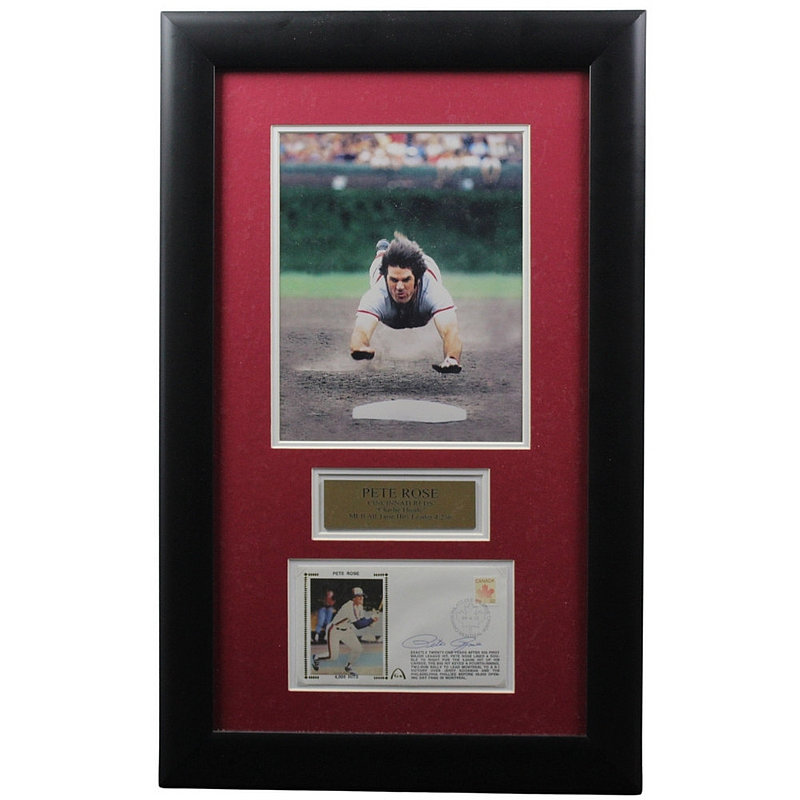 Framed Pete Rose Facsimile Laser Engraved Signature Auto