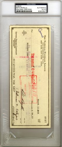 Pete Rozelle Autographed Signed 3.5X8.5 Check NFL Commissioner PSA/DNA 