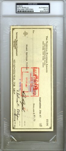Pete Rozelle Autographed Signed 3.5X8.5 Check NFL Commissioner PSA/DNA 