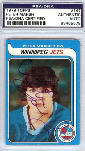 Peter Marsh Autographed 1979 Topps Card #147 Winnipeg Jets PSA/DNA