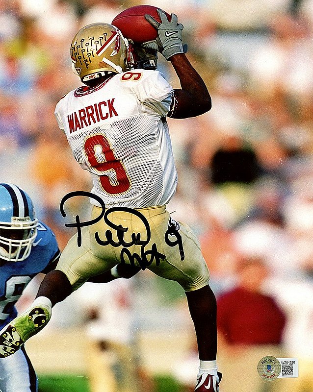 Peter Warrick Autographed Signed Florida State Seminoles Leaping Catch vs UNC 8x10 Photo-BAS 