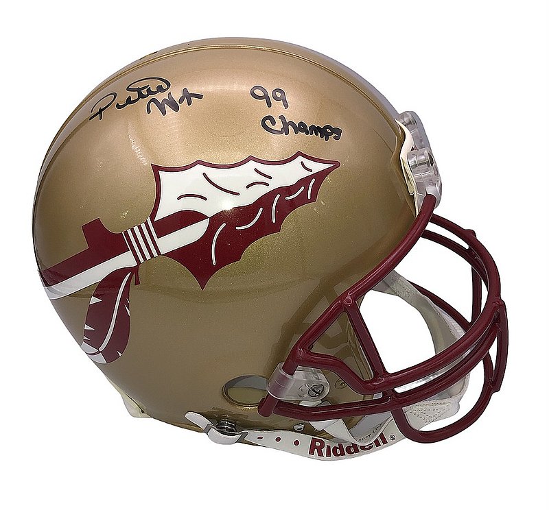 Peter Warrick Autographed Signed Florida State Seminoles Riddell Full Size Authentic Helmet with "99 Champs" Inscription - Beckett QR Authentic 