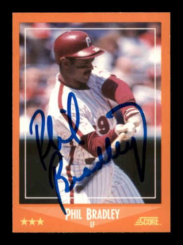 Phil Bradley Autographed Signed 1988 Score Traded Card #34T Philadelphia Phillies #188454 