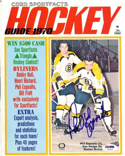 Phil Esposito Autographed Hockey Magazine Cover Boston Bruins PSA/DNA
