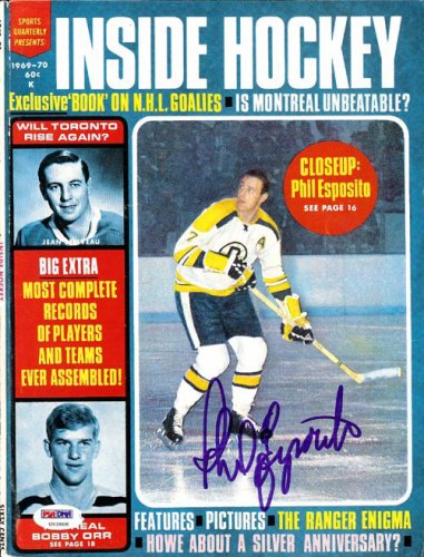 Phil Esposito Autographed Inside Hockey Magazine Cover Boston Bruins PSA/DNA