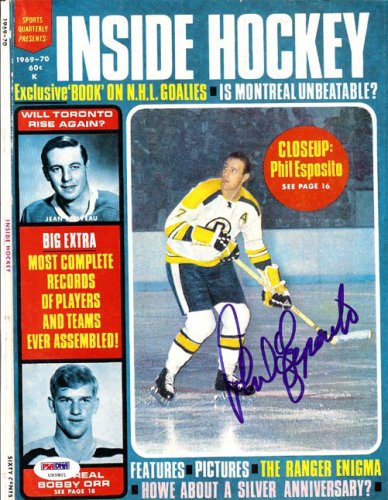 Phil Esposito Autographed Inside Hockey Magazine Cover Boston Bruins PSA/DNA