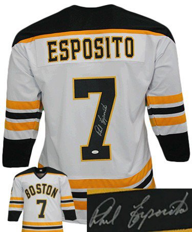 PHIL ESPOSITO AUTOGRAPHED BOSTON BRUINS THROWBACK JERSEY JSA