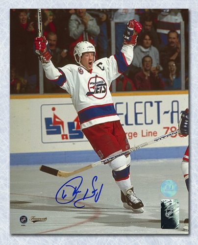 Phil Housley Autographed Signed Winnipeg Jets Goal Celebration 8x10 Photo