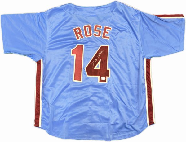 Philadelphia Phillies Pete Rose Autographed Signed Blue & Red Baseball Jersey Pr Holo #228779 