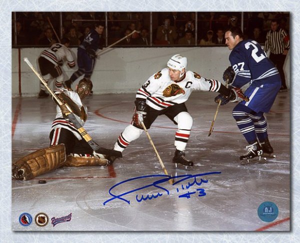 Pierre Pilote Autographed Signed Chicago Blackhawks Defence vs Leafs 8x10 Photo