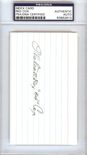 Plateau Red Cox Autographed Signed 3X5 Index Card Boston Red Sox, Detroit Tigers PSA/DNA 