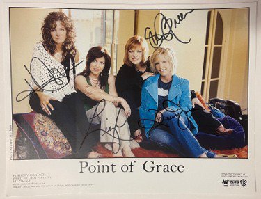 Point Of Grace Contemporary Christian Vocal Group Autographed Signed 8.5 x11 Curb Records Photo 4-sigs COA Breen/Jones/Cappillino/Payne 