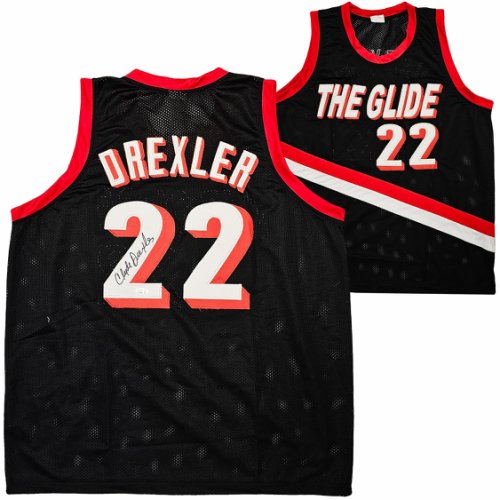 Portland Trail Blazers Clyde Drexler Autographed Signed Black Jersey JSA 