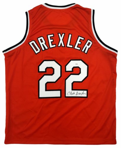 Portland Trail Blazers Clyde Drexler Autographed Signed Red Jersey JSA 