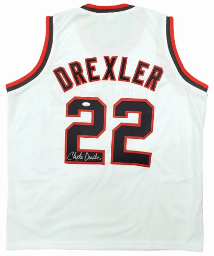 Portland Trail Blazers Clyde Drexler Autographed Signed White Jersey JSA 