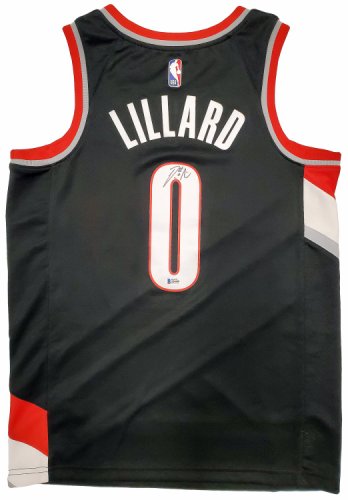 Portland Trail Blazers Damian Lillard Autographed Signed Black Nike Jersey Size M Beckett Beckett