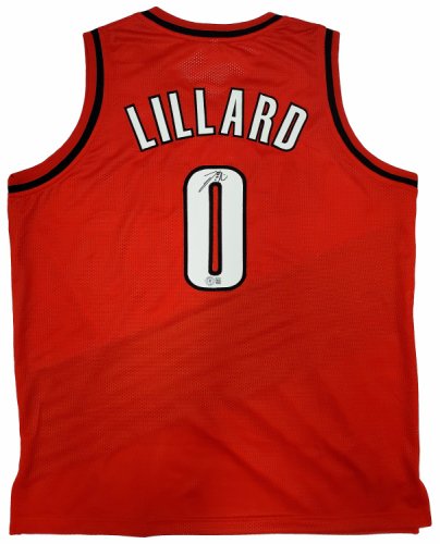 Portland Trail Blazers Damian Lillard Autographed Signed Red Jersey Beckett Beckett 