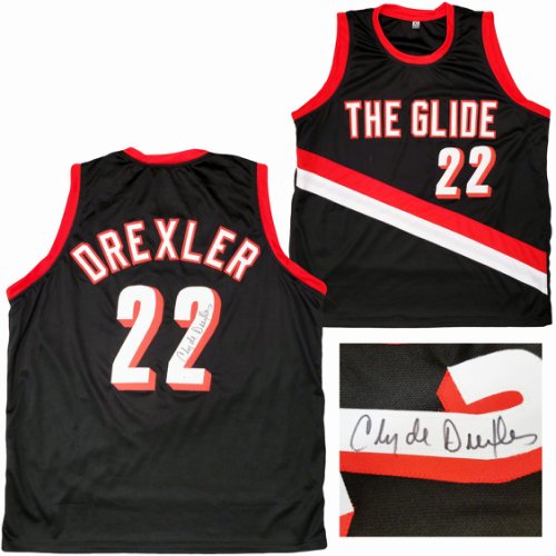 Portland Trailblazers Clyde Drexler Autographed Signed Black Jersey The Glide JSA 