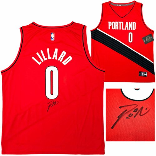 Portland Trailblazers Damian Lillard Autographed Signed Red Fanatics Jersey Size Xl Beckett Beckett Qr #214825 