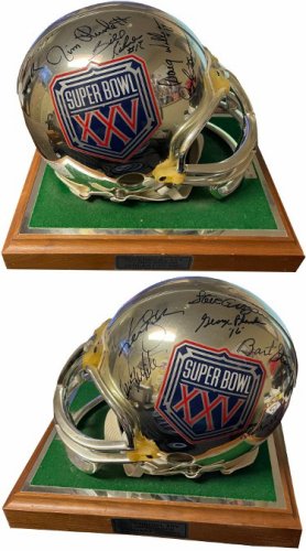 QB LEGENDS Autographed Signed SB XXV RIDDELL Chrome Proline Helmet 12 sigs-BECKETT Ken Stabler/Jim Plunkett/Daryle Lamonica 