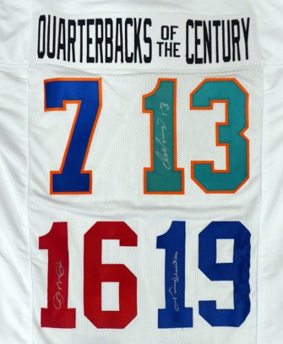Quarterbacks Of The Century Autographed Signed White Jersey Unitas, Marino & Montana Beckett Beckett 
