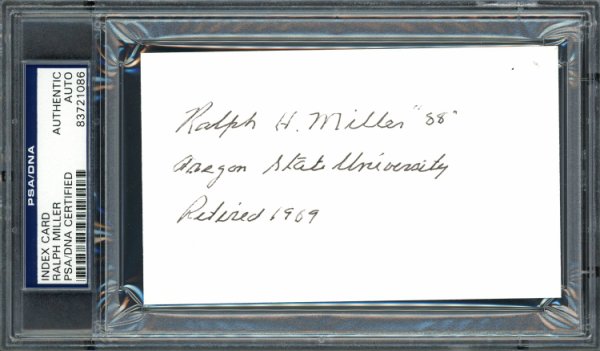 Ralph Miller Autographed Signed 3X5 Index Card Oregon State University Beavers Coach PSA/DNA