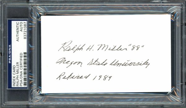 Ralph Miller Autographed Signed 3X5 Index Card Oregon State University Beavers Coach PSA/DNA 