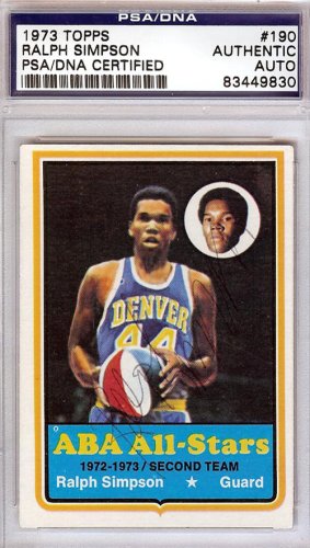 Ralph Simpson Autographed 1973 Topps Card #190 Denver Rockets PSA/DNA