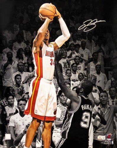 Ray Allen Autographed Signed 16X20 Photo Miami Heat Vs. San Antonio Spurs 2013 NBA Finals Game 6 Winning 3 Point Shot Beckett Beckett Witness #221289 