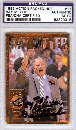 Ray Meyer Autographed Signed 1995 Action Packed HOF Card #17 PSA/DNA 