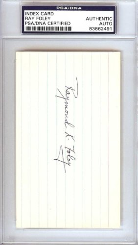 Raymond "Ray" Foley Autographed Signed 3X5 Index Card New York Giants PSA/DNA 
