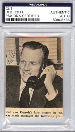 Red Rolfe Autographed 2.5X3 Newspaper Page Photo Yankees, Tigers PSA/DNA