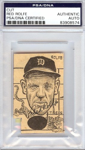 Red Rolfe Autographed 2X2.5 Newspaper Page Photo Detroit Tigers PSA/DNA