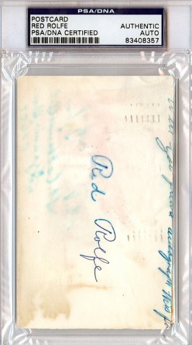Red Rolfe Autographed 3X5 Index Card New York Yankees PSA/DNA