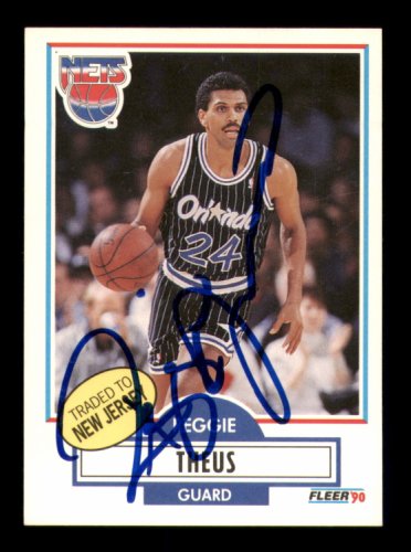 Reggie Theus Autographed 1990-91 Fleer Card #136 New Jersey Nets #231082