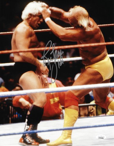 Ric Flair Autographed Signed 11X14 Photo Vs. Hulk Hogan "16X" JSA 