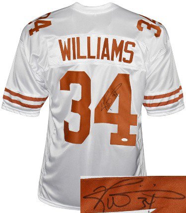 Ricky Williams Autographed Signed Texas White TB Custom Stitched College Style Football Jersey XL #34- JSA Witnessed Hologram 