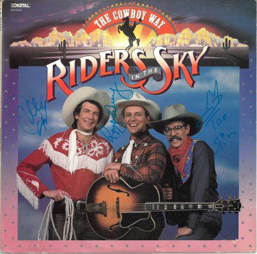 Riders In The Sky Autographed Signed 1987 The Cowboy Way Album Cover/LP/Vinyl/Record- JSA- Ranger Doug/Too Slim/Joey the Cow Polka King 