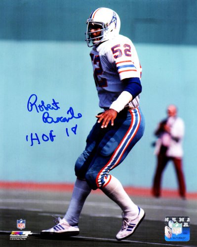 Robert Brazile Autographed Signed Houston Oilers White Jersey Action 8x10 Photo w/HOF'18 