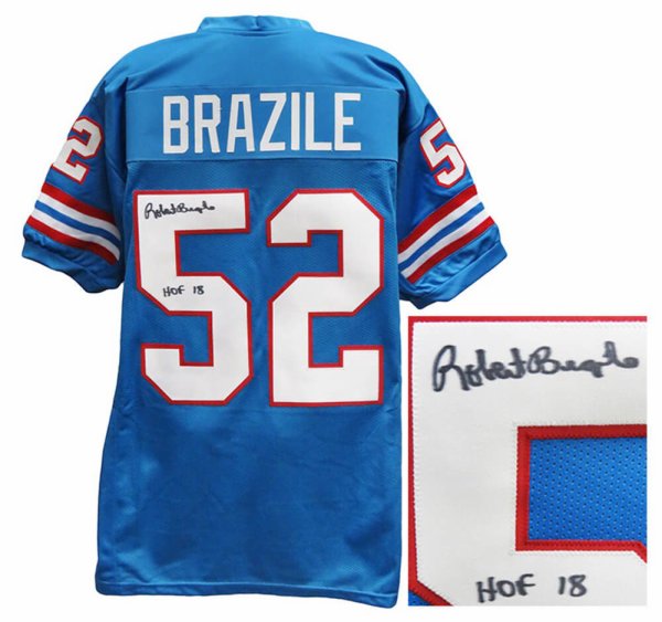 Robert Brazile Signed Blue Throwback Custom Football Jersey w/HOF'18