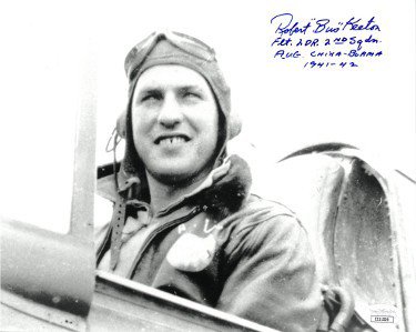 Robert Bus Keeton Autographed Signed WWII Vintage B&W 8x10 Photo- FLT LDR 2nd Squadron China-Burma 1941-42- JSA #II11539 (Flying Tigers AVG 