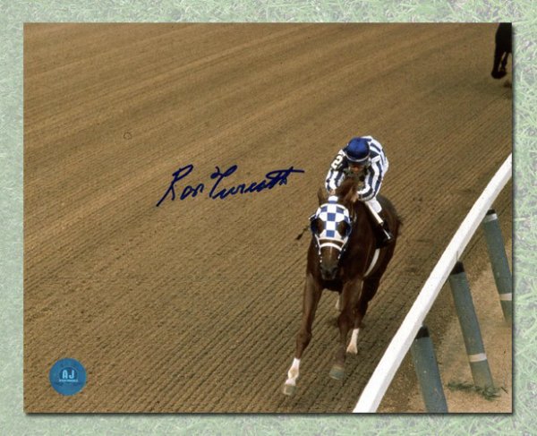 Ron Turcotte Autographed Signed Riding Secretariat Belmont Stakes Overhead 8x10 Photo