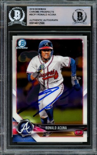 Ronald Acuna Jr. Autographed Signed 2018 Bowman Chrome Prospects Card #Bcp1 Atlanta Braves Beckett Beckett 