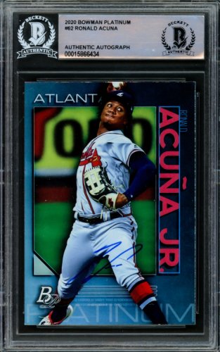 Ronald Acuna Jr. Autographed Signed 2020 Bowman Platinum Card #62 Atlanta Braves Beckett Beckett 